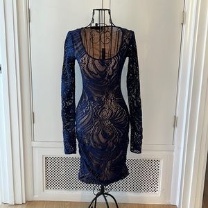 BCBG Maxazria navy lace dress